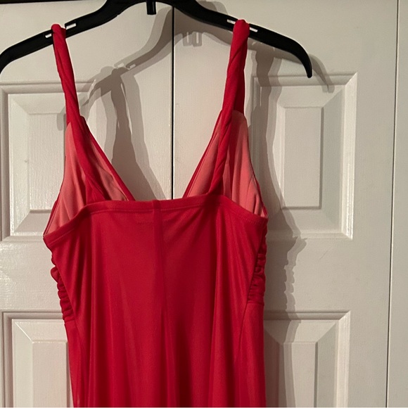 Coral Coloured Dress with Sequins - Picture 2 of 3